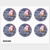 Waterverf Floral roze Ronde Sticker (Vel)