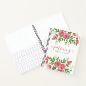  Waterverf Floral roze Roses Script Name Notitieboek (Binnen)