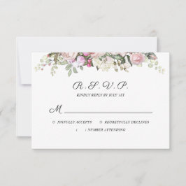 Waterverf Floral roze rozen bruiloft RSVP Kaartje