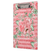 Waterverf Floral roze rozen & glitter stripes Klembord (Links)