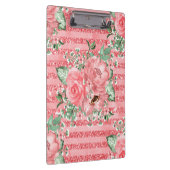 Waterverf Floral roze rozen & glitter stripes Klembord (Rechts)