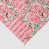 Waterverf Floral roze rozen & glitter stripes Tissuepapier (Detail)