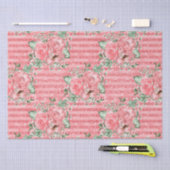 Waterverf Floral roze rozen & glitter stripes Tissuepapier (Craft)