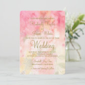 Waterverf Floral roze uitnodiging voor een huwelij (Staand voorkant)