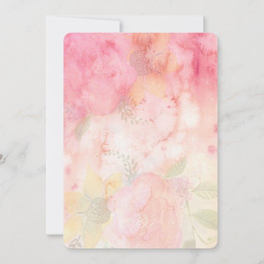 Waterverf Floral roze uitnodiging voor een huwelij (Achterkant)