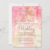 Waterverf Floral roze uitnodiging voor een huwelij (Voorkant)