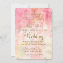 Waterverf Floral roze uitnodiging voor een huwelij