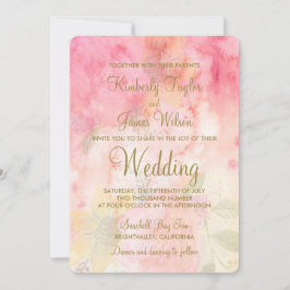 Waterverf Floral roze uitnodiging voor een huwelij