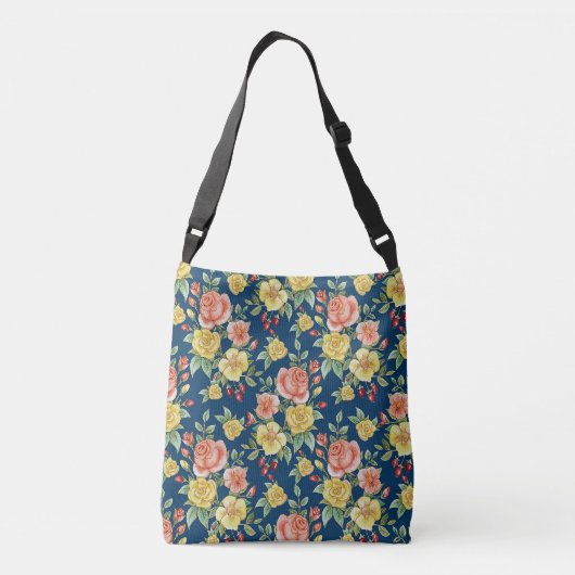 Waterverf Floral Rozen Achtergrond | Crossbody Tas