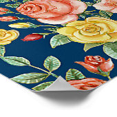  Waterverf Floral Rozen Achtergrond | Poster (Hoek)