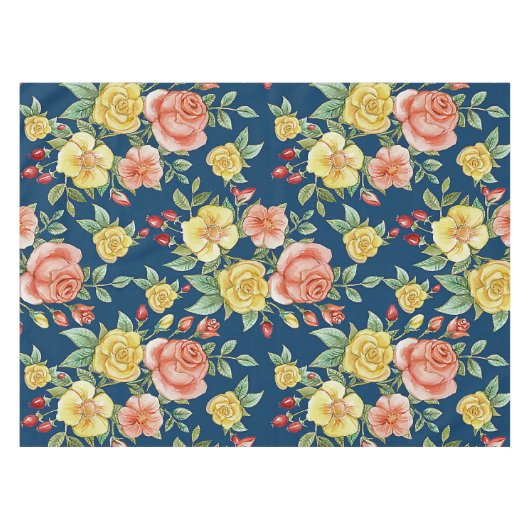  Waterverf Floral Rozen Achtergrond | Tafelkleed (Voorkant (Horizontaal))