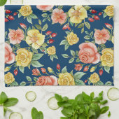  Waterverf Floral Rozen Achtergrond | Theedoek (Gevouwen)