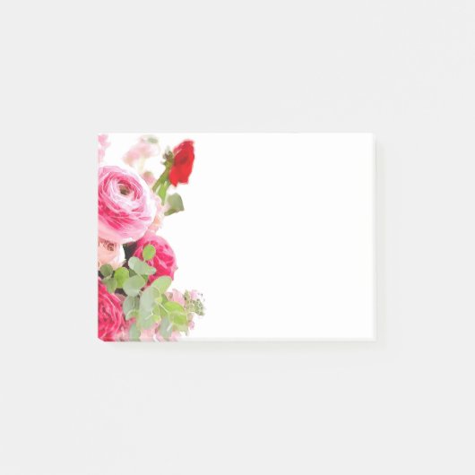 Waterverf Floral Rozen Bloemen Aangepast leeg Post-it® Notes (Voorkant)