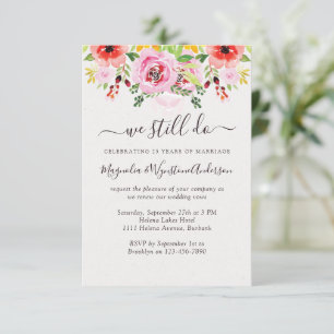Waterverf Floral Rozen Modern Vow Renewal Kaart