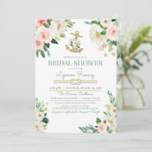 Waterverf Floral Rozen Nautisch Vrijgezellenfeest Kaart (Staand voorkant)