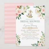 Waterverf Floral Rozen Nautisch Vrijgezellenfeest Kaart (Voorkant / Achterkant)