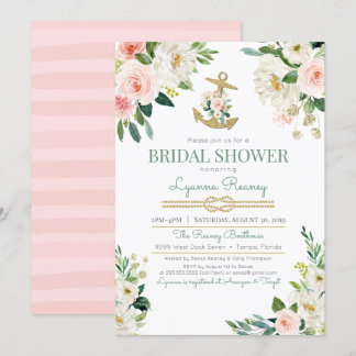 Waterverf Floral Rozen Nautisch Vrijgezellenfeest Kaart