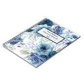 Waterverf Floral Rozen Navy Powder Blue Name Notitieboek (Linkerzijde)