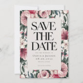 Waterverf Floral Rozen Wedding Save The Date (Voorkant)