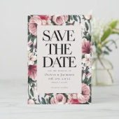 Waterverf Floral Rozen Wedding Save The Date (Staand voorkant)