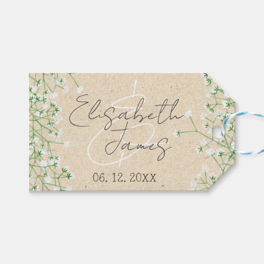 Waterverf Floral Rustic Boho Bridal Cadeaulabel (Voorkant (Horizontaal))