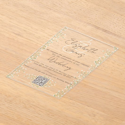 Waterverf Floral Rustic & Boho Wedding Acryl Uitnodigingen (Laagn)