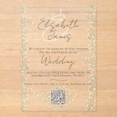 Waterverf Floral Rustic & Boho Wedding Acryl Uitnodigingen (Voorkant)