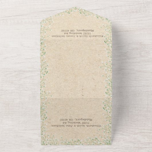 Waterverf Floral Rustic & Boho Wedding All In One Uitnodiging (Buitenkant)