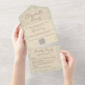 Waterverf Floral Rustic & Boho Wedding All In One Uitnodiging (Afscheurbaar)