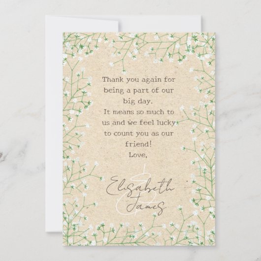 Waterverf Floral Rustic & Boho Wedding Bedankkaart (Achterkant)