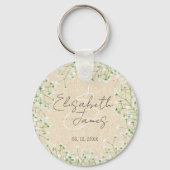 Waterverf Floral Rustic Boho Wedding Sleutelhanger (Voorkant)