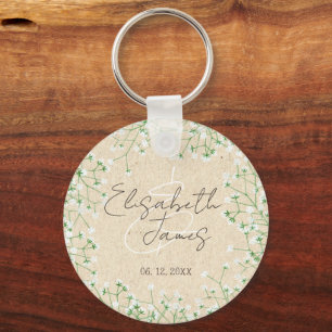Waterverf Floral Rustic Boho Wedding Sleutelhanger