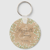 Waterverf Floral Rustic Boho Wedding Sleutelhanger (Voorkant)
