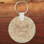 Waterverf Floral Rustic Boho Wedding Sleutelhanger (Voorkant)