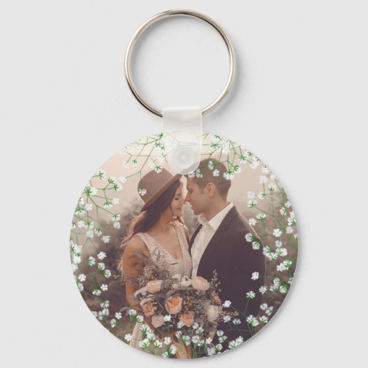 Waterverf Floral Rustic Boho Wedding Sleutelhanger (Achterkant)