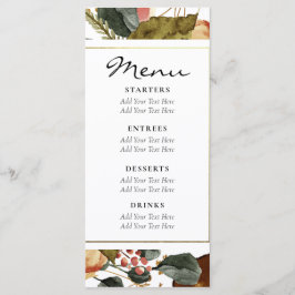 Waterverf Floral Rustic Dark Green Wedding Menu