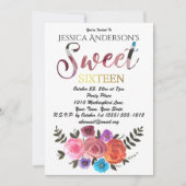 Waterverf Floral Rustic Gold Sweet 16 Kaart (Voorkant)
