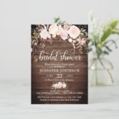 Waterverf Floral Rustic Pink Ivory Vrijgezellenfee Kaart (Staand voorkant)