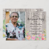 Waterverf Floral Rustic Retirement Party Foto Kaart (Voorkant / Achterkant)