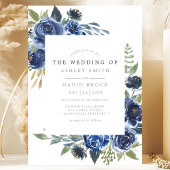 Waterverf Floral Rustic Wedding van Navy Blue Flow Kaart