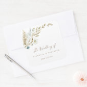 Waterverf Floral Rustic Wedding Vierkante Sticker (Envelop)
