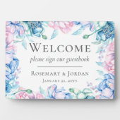 Waterverf Floral Rustic Welcome Wedding Guestbook Fotoplaat (voorkant)