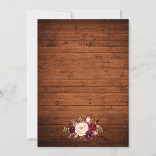 Waterverf Floral Rustic Wood Weddenschap Kaart (Achterkant)