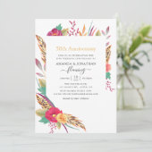 Waterverf Floral Safari 50th Wedding Jubileum Kaart (Staand voorkant)