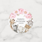 Waterverf Floral Safari Animals Peony Birthday Confetti (Kleine voorkant)