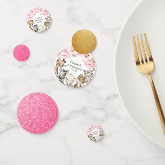 Waterverf Floral Safari Animals Peony Birthday Confetti (Groep)