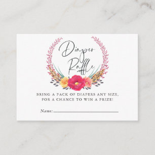 Waterverf Floral Safari Baby shower Diaper Raffle Informatiekaartje