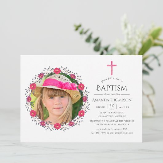 Waterverf Floral Safari Baptism of Christening Kaart (Staand voorkant)