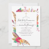 Waterverf Floral Safari Eerste Heilige Communie Kaart (Voorkant)