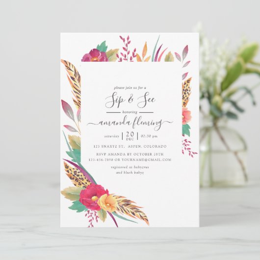 Waterverf Floral Safari Sip en See Kaart (Staand voorkant)